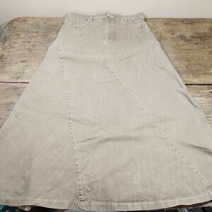 Style J Denim Skirt Sz 32 XL Western Casual A Line Brown Modest Long